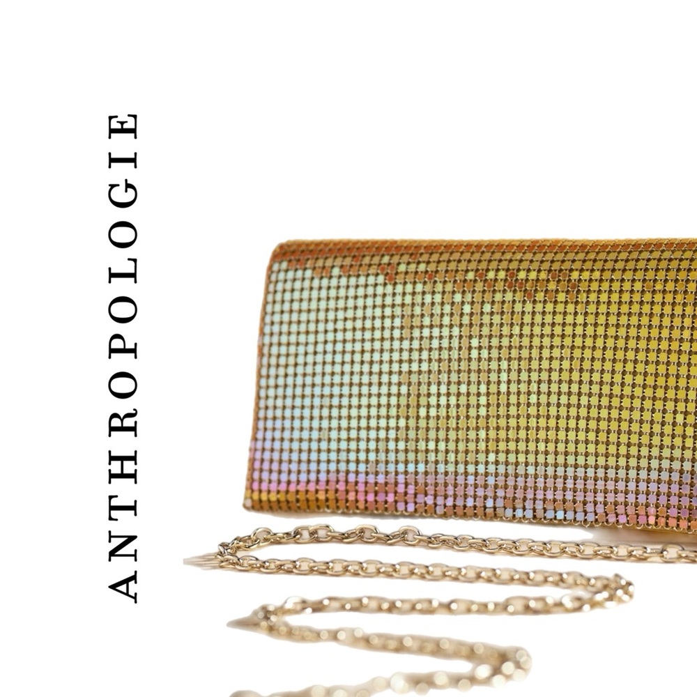 Anthropologie Dolce Vita Chainmail Clutch Yellow